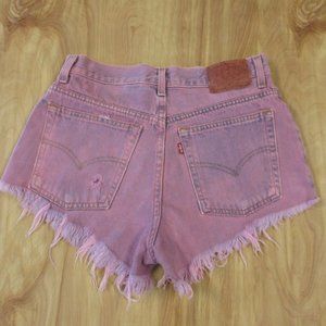 LEVI'S High Rise VINTAGE Frayed Hem Ripped Denim Jean Shorts Sz 8 Dark Pink Y2K